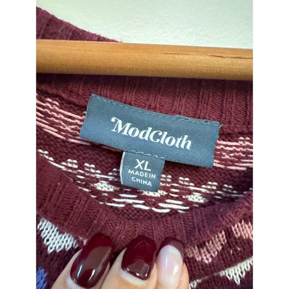 ModCloth XL Unicorn Sweater Pullover Whimsical Fairy Core Novelty Intarsia Red - Picture 3 of 5